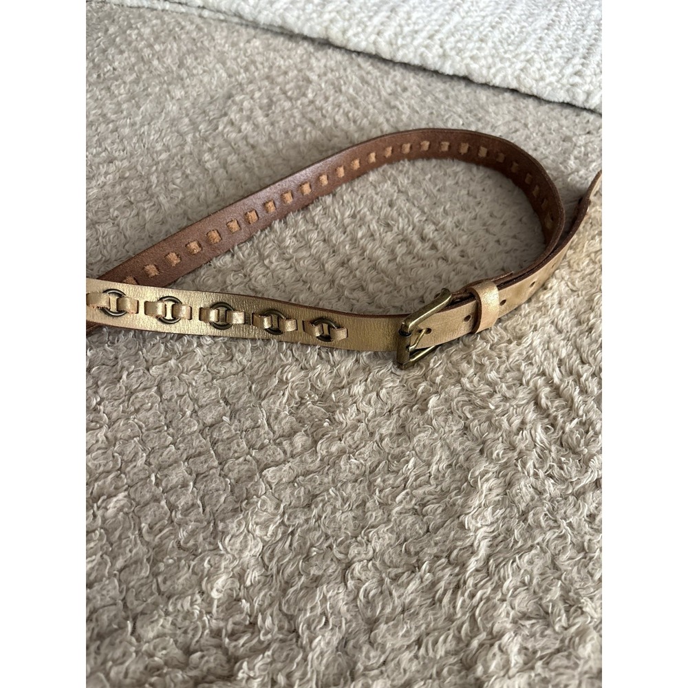 Calvin Klein Jeans Large Distressed Metallic Gold Brass Leather Belt Large VTG